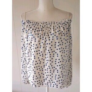 Lilly Pulitzer Lou Lou Off Shoulder Top Blouse Small White Blue Polka Dot Coast